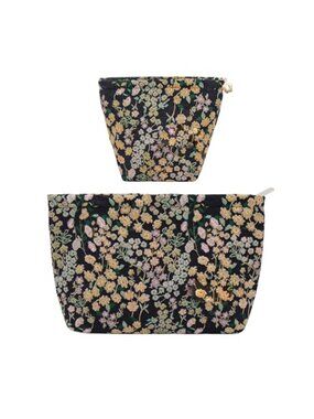 2pc Makeup Bag Set Large Cosmetic Pouch Floral Travel Toiletry Organizer